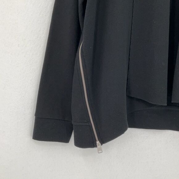 All Saints Lucia Sweat Black Open Front Draped Cotton Cardigan Sweater Large - Picture 6 of 8